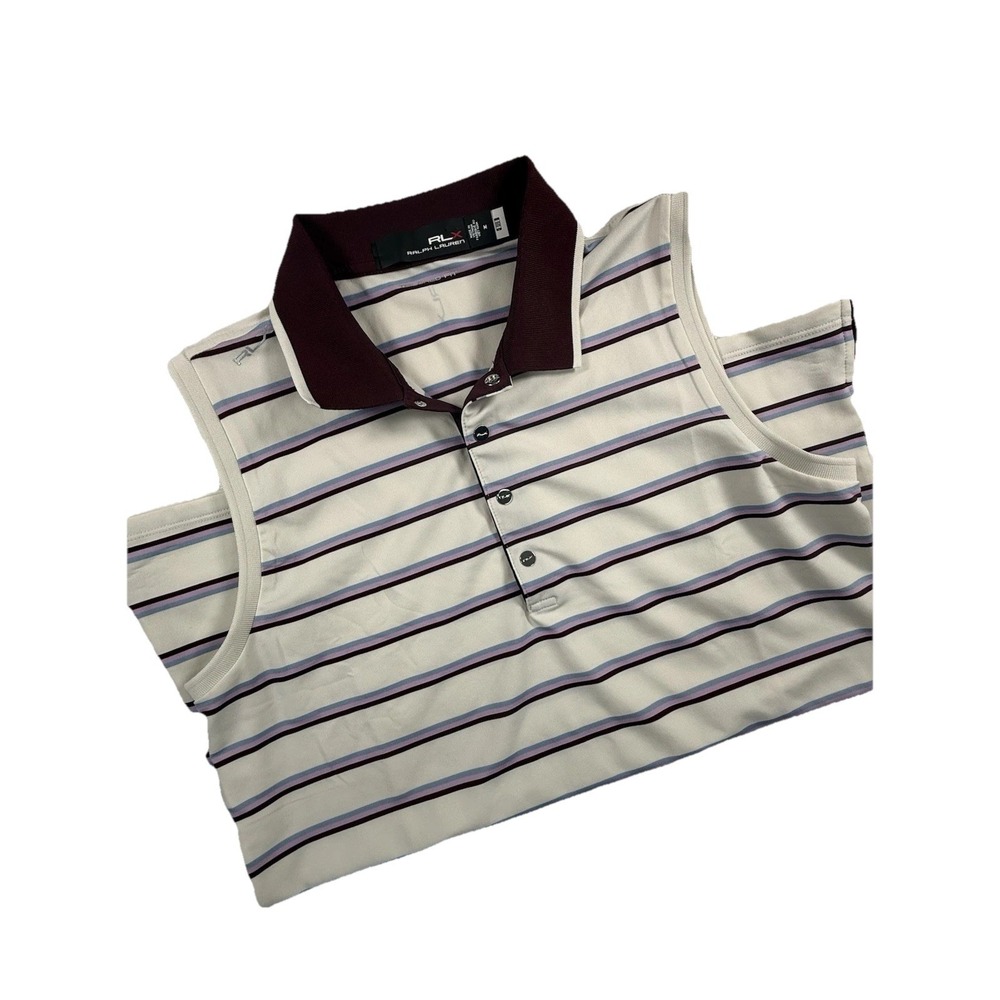 RLX Ralph Lauren Women's Golf Top Size M Striped Tailored Fit Collared